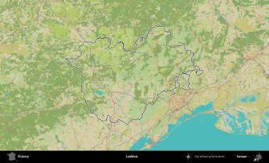 Sevgi. OpenStreetMap İnsani Haritada Fransa 'nın idari alanının ana hatları