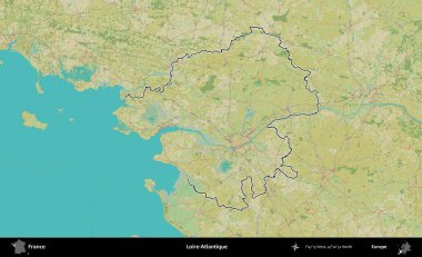 Loire-Atlantique 'de. OpenStreetMap İnsani Haritada Fransa 'nın idari alanının ana hatları