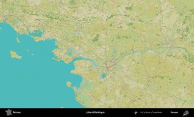 Loire-Atlantique 'de. OpenStreetMap İnsani Yardım Stili Haritasında Fransa 'nın idari alanı