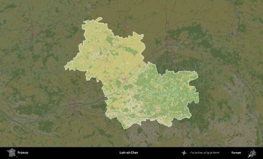 Loir-et-Cher. Fransa 'nın idari alanı karanlık bir OpenStreetMap İnsani Haritası' na vurgulandı ve özetlendi