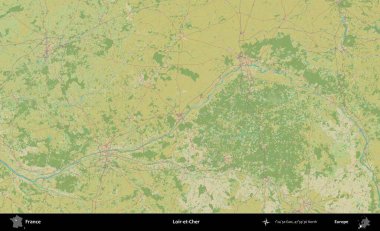 Loir-et-Cher. OpenStreetMap İnsani Yardım Stili Haritasında Fransa 'nın idari alanı