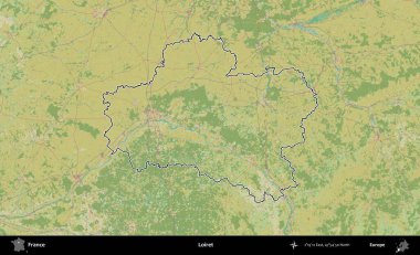 Loiret. OpenStreetMap İnsani Haritada Fransa 'nın idari alanının ana hatları