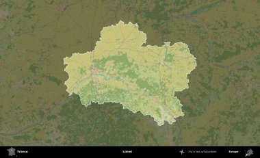 Loiret. Fransa 'nın idari alanı karanlık bir OpenStreetMap İnsani Haritası' na vurgulandı ve özetlendi