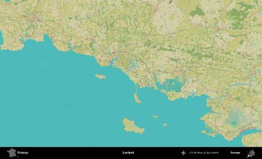 Lorient. OpenStreetMap İnsani Yardım Stili Haritasında Fransa 'nın idari alanı