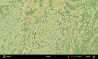 Louhan 'lar. OpenStreetMap İnsani Haritada Fransa 'nın idari alanının ana hatları