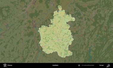 Louhan 'lar. Fransa 'nın idari alanı karanlık bir OpenStreetMap İnsani Haritası' na vurgulandı ve özetlendi