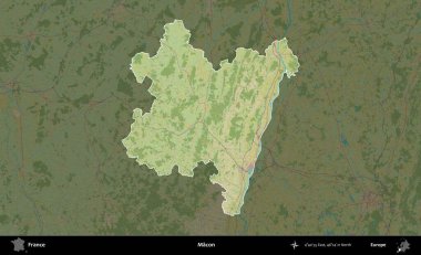 Macon. Fransa 'nın idari alanı karanlık bir OpenStreetMap İnsani Haritası' na vurgulandı ve özetlendi