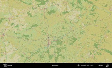 Mamers. OpenStreetMap İnsani Yardım Stili Haritasında Fransa 'nın idari alanı