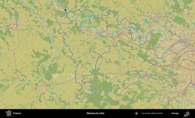 Mantes-la-Jolie. OpenStreetMap İnsani Haritada Fransa 'nın idari alanının ana hatları