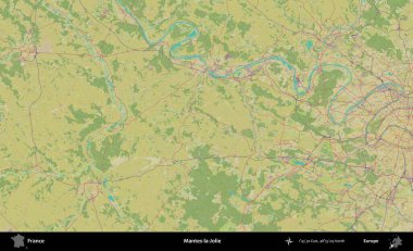 Mantes-la-Jolie. OpenStreetMap İnsani Yardım Stili Haritasında Fransa 'nın idari alanı