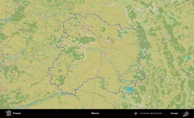 Marne. OpenStreetMap İnsani Haritada Fransa 'nın idari alanının ana hatları