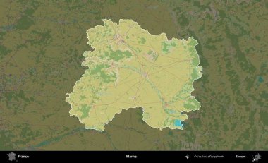 Marne. Fransa 'nın idari alanı karanlık bir OpenStreetMap İnsani Haritası' na vurgulandı ve özetlendi