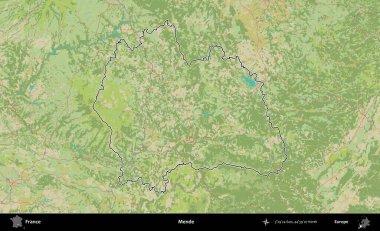 Mende. OpenStreetMap İnsani Haritada Fransa 'nın idari alanının ana hatları