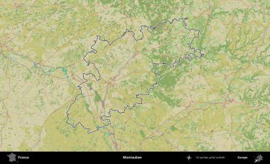 Montauban. OpenStreetMap İnsani Haritada Fransa 'nın idari alanının ana hatları