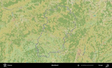 Montbard 'da. OpenStreetMap İnsani Haritada Fransa 'nın idari alanının ana hatları