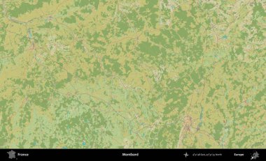 Montbard 'da. OpenStreetMap İnsani Yardım Stili Haritasında Fransa 'nın idari alanı