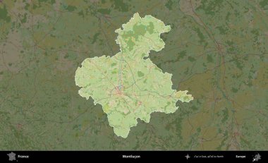 Montlucon 'da. Fransa 'nın idari alanı karanlık bir OpenStreetMap İnsani Haritası' na vurgulandı ve özetlendi