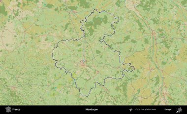 Montlucon 'da. OpenStreetMap İnsani Haritada Fransa 'nın idari alanının ana hatları