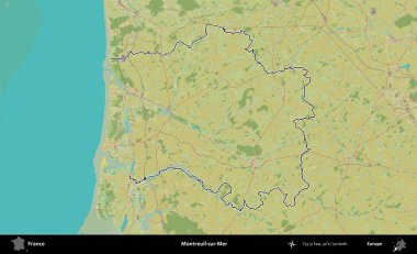 Montreuil-sur-Mer. OpenStreetMap İnsani Haritada Fransa 'nın idari alanının ana hatları