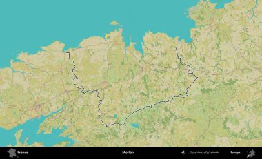 Morlaix. OpenStreetMap İnsani Haritada Fransa 'nın idari alanının ana hatları