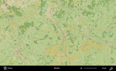 Moulin 'ler. OpenStreetMap İnsani Yardım Stili Haritasında Fransa 'nın idari alanı