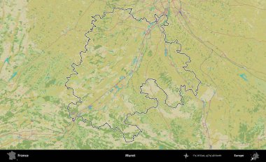 Muret. OpenStreetMap İnsani Haritada Fransa 'nın idari alanının ana hatları