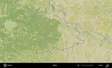 Nerac. OpenStreetMap İnsani Haritada Fransa 'nın idari alanının ana hatları
