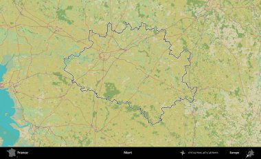 Niort. OpenStreetMap İnsani Haritada Fransa 'nın idari alanının ana hatları