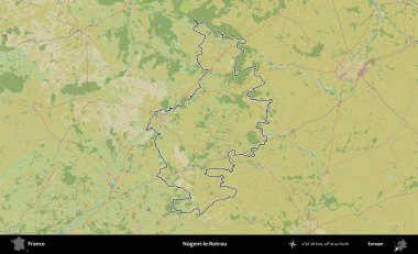 Nogent-le-Rotrou. OpenStreetMap İnsani Haritada Fransa 'nın idari alanının ana hatları