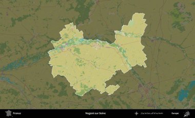 Nogent-sur-Seine. Fransa 'nın idari alanı karanlık bir OpenStreetMap İnsani Haritası' na vurgulandı ve özetlendi