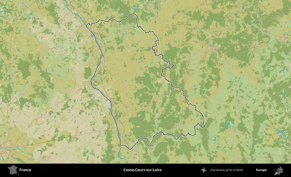 Cosne-Cours-sur-Loire. OpenStreetMap İnsani Haritada Fransa 'nın idari alanının ana hatları