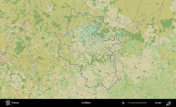 Le Blanc. OpenStreetMap İnsani Haritada Fransa 'nın idari alanının ana hatları