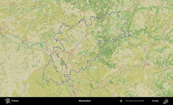 Montauban. OpenStreetMap İnsani Haritada Fransa 'nın idari alanının ana hatları