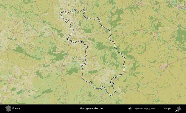 Mortagne-au-Perche. OpenStreetMap İnsani Haritada Fransa 'nın idari alanının ana hatları