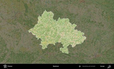 Nontron. Fransa 'nın idari alanı karanlık bir OpenStreetMap İnsani Haritası' na vurgulandı ve özetlendi