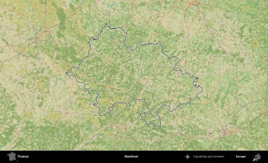 Nontron. OpenStreetMap İnsani Haritada Fransa 'nın idari alanının ana hatları
