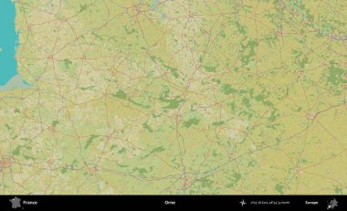 Orne. OpenStreetMap İnsani Yardım Stili Haritasında Fransa 'nın idari alanı