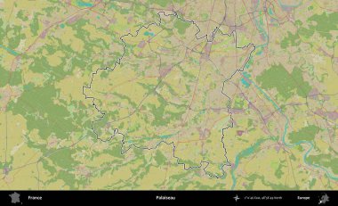 Palaiseau 'da. OpenStreetMap İnsani Haritada Fransa 'nın idari alanının ana hatları