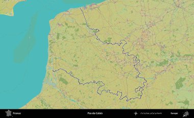 Pas-de-Calais. OpenStreetMap İnsani Haritada Fransa 'nın idari alanının ana hatları
