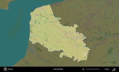 Pas-de-Calais. Fransa 'nın idari alanı karanlık bir OpenStreetMap İnsani Haritası' na vurgulandı ve özetlendi