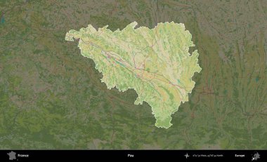 Pau. Fransa 'nın idari alanı karanlık bir OpenStreetMap İnsani Haritası' na vurgulandı ve özetlendi