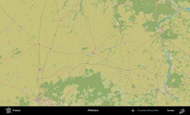 Pithivierlar. OpenStreetMap İnsani Yardım Stili Haritasında Fransa 'nın idari alanı