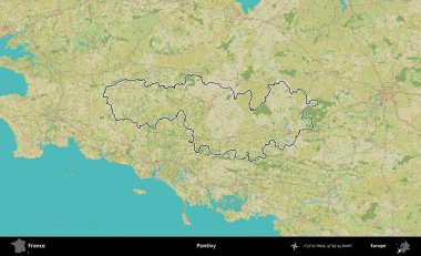 Pontivy. OpenStreetMap İnsani Haritada Fransa 'nın idari alanının ana hatları