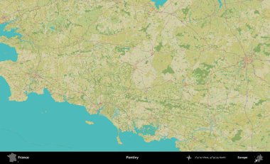 Pontivy. OpenStreetMap İnsani Yardım Stili Haritasında Fransa 'nın idari alanı