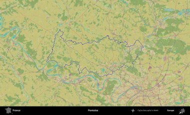Pontoise. OpenStreetMap İnsani Haritada Fransa 'nın idari alanının ana hatları