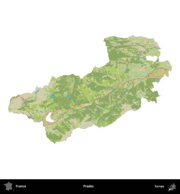 Övgü. Fransa 'nın idari bölgesi bir OpenStreetMap İnsani Harita stili haritasında beyaza izole edildi