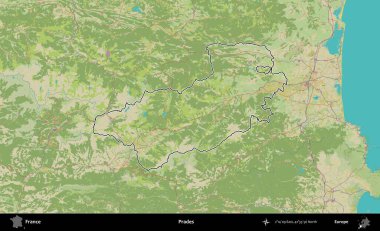 Övgü. OpenStreetMap İnsani Haritada Fransa 'nın idari alanının ana hatları