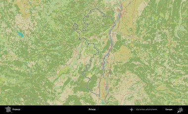 Askerler. OpenStreetMap İnsani Haritada Fransa 'nın idari alanının ana hatları