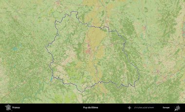 Puy-de-Dome. OpenStreetMap İnsani Haritada Fransa 'nın idari alanının ana hatları
