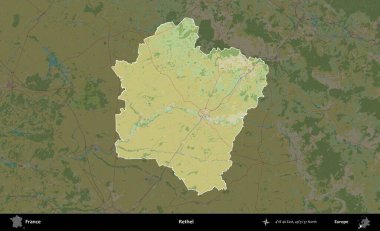 Rethel. Fransa 'nın idari alanı karanlık bir OpenStreetMap İnsani Haritası' na vurgulandı ve özetlendi